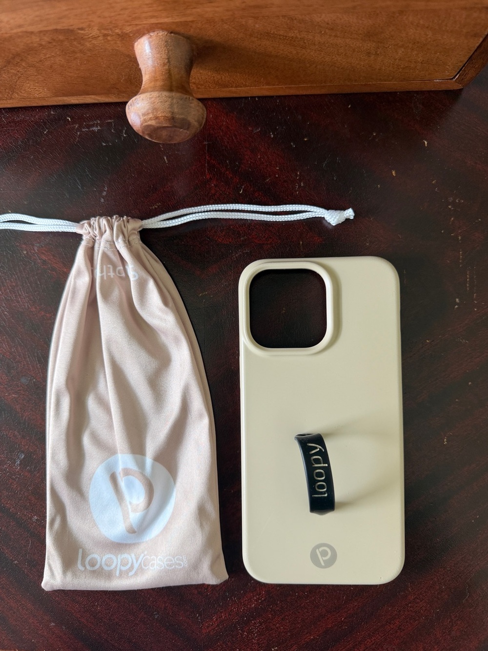 Loopy Case Beige iPhone Case with Black Loop Strap